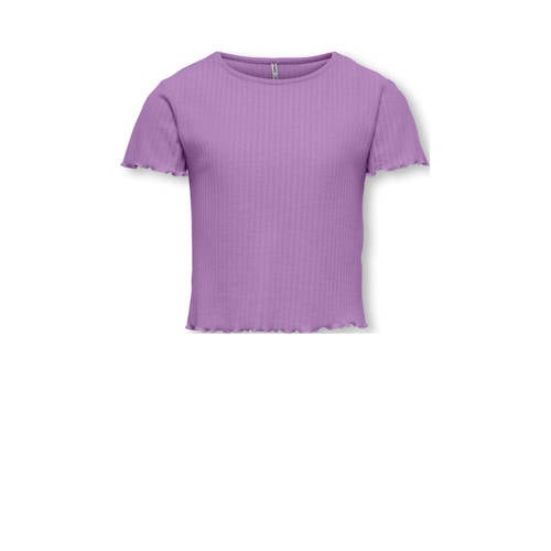 KIDS ONLY GIRL T-shirt rib gebreid paars afbeelding