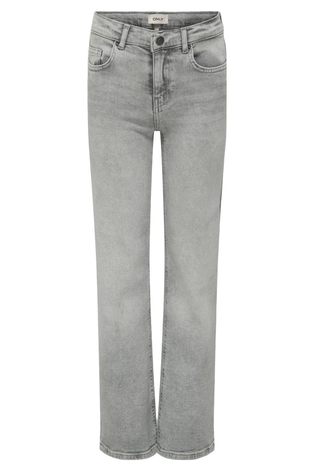 Grey denim meisjes KIDS ONLY GIRL wide leg high waist jeans van katoen met rits- en knoopsluiting en effen