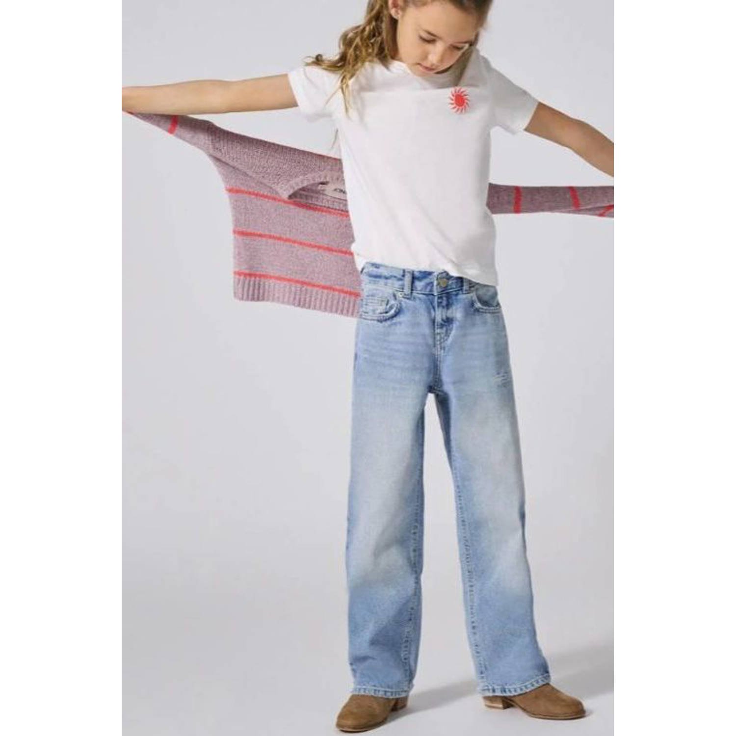 ONLY KIDS GIRL wide leg jeans light blue denim
