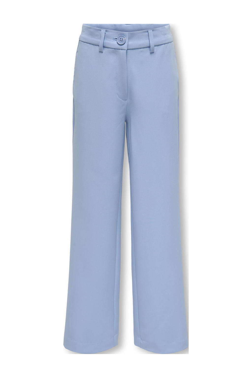 Lichtblauwe meisjes KIDS ONLY GIRL pantalon van polyester met straight fit, regular waist en effen