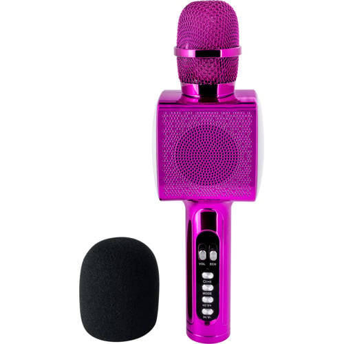 BigBen Party Karaoke microfoon met LED licht en Bluetooth - Roze afbeelding