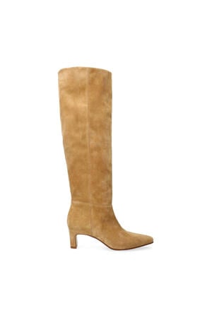 suède hoge laarzen beige