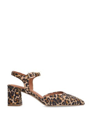 suède pumps met panterprint bruin/zwart