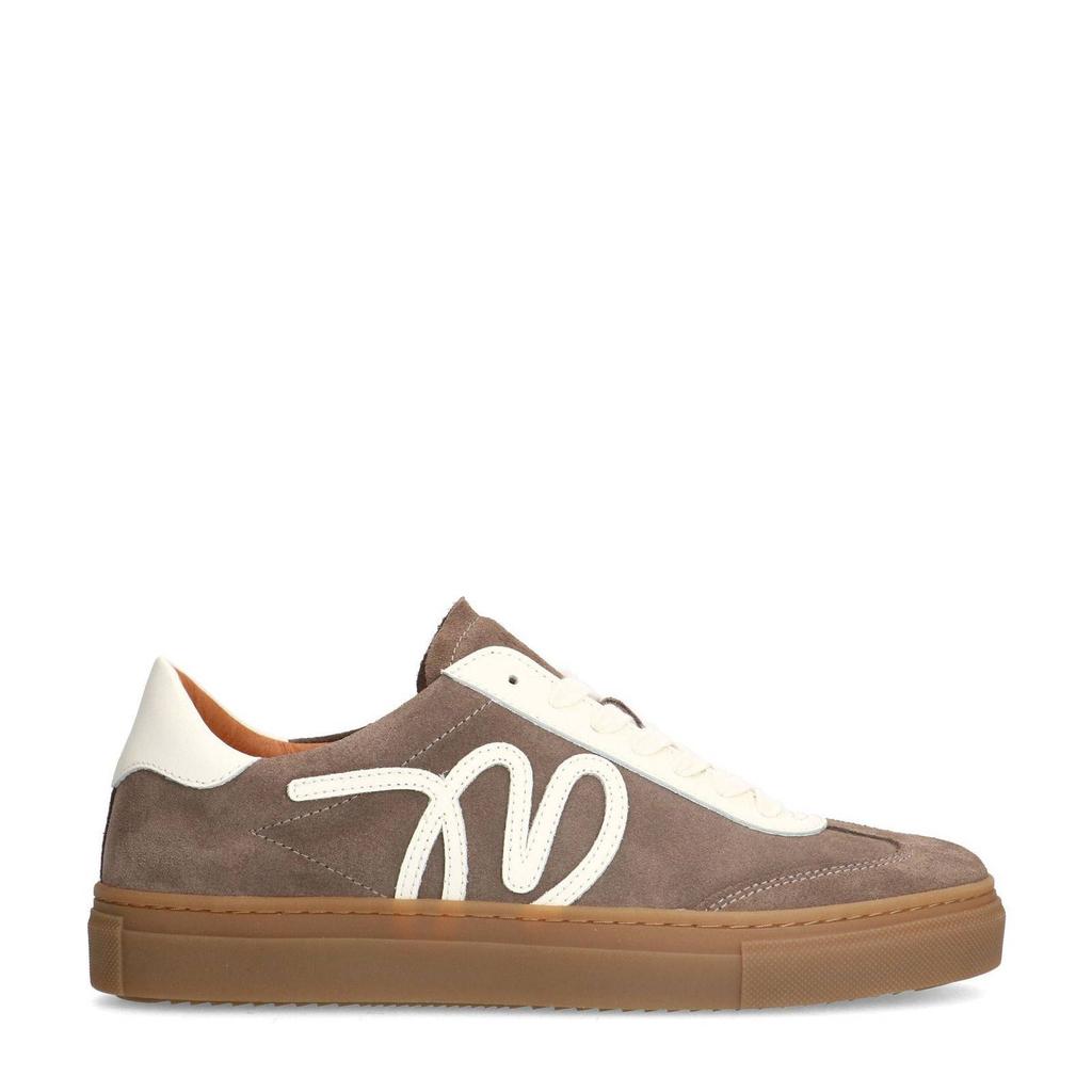 Bruine dames Manfield suède sneakers met veters