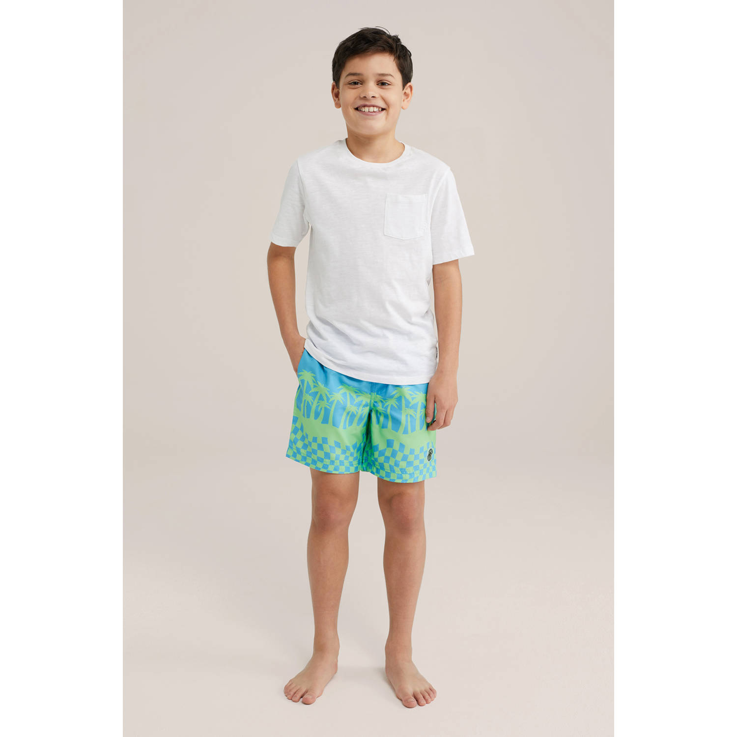 WE Fashion zwemshort blauw lichtgroen