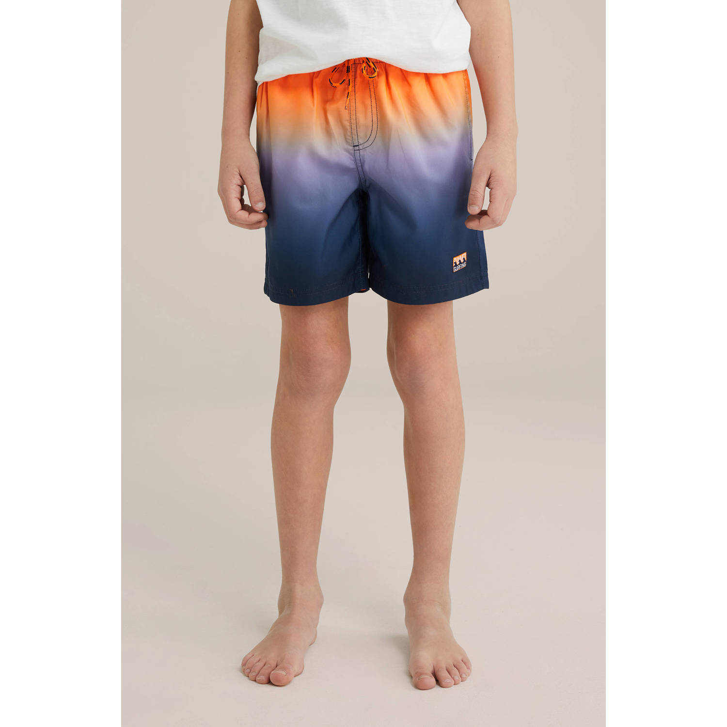 WE Fashion Zwemshort donkerblauw oranje