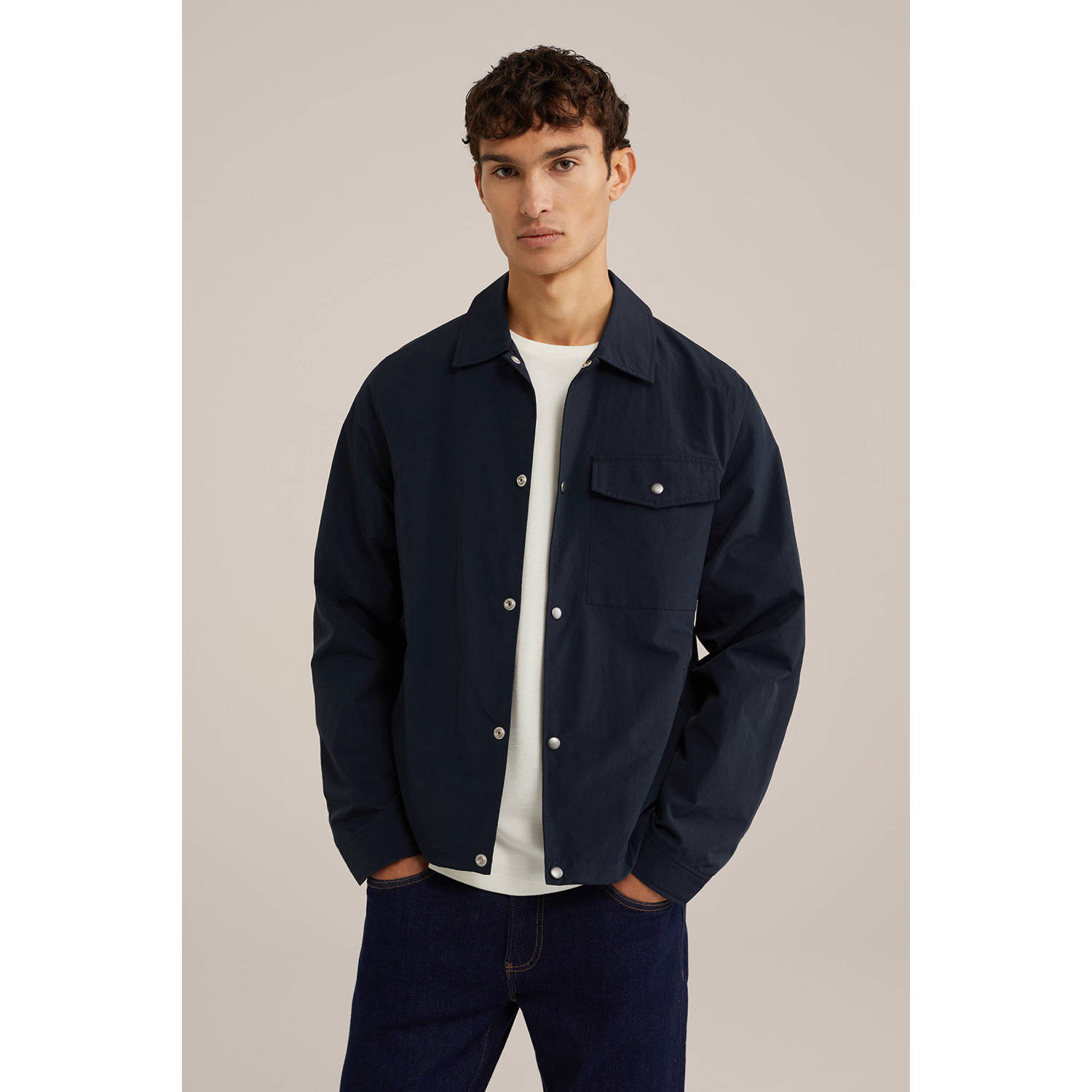 WE Fashion overshirt donkerblauw