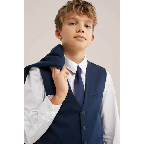 WE Fashion stropdas met textuur marineblauw afbeelding