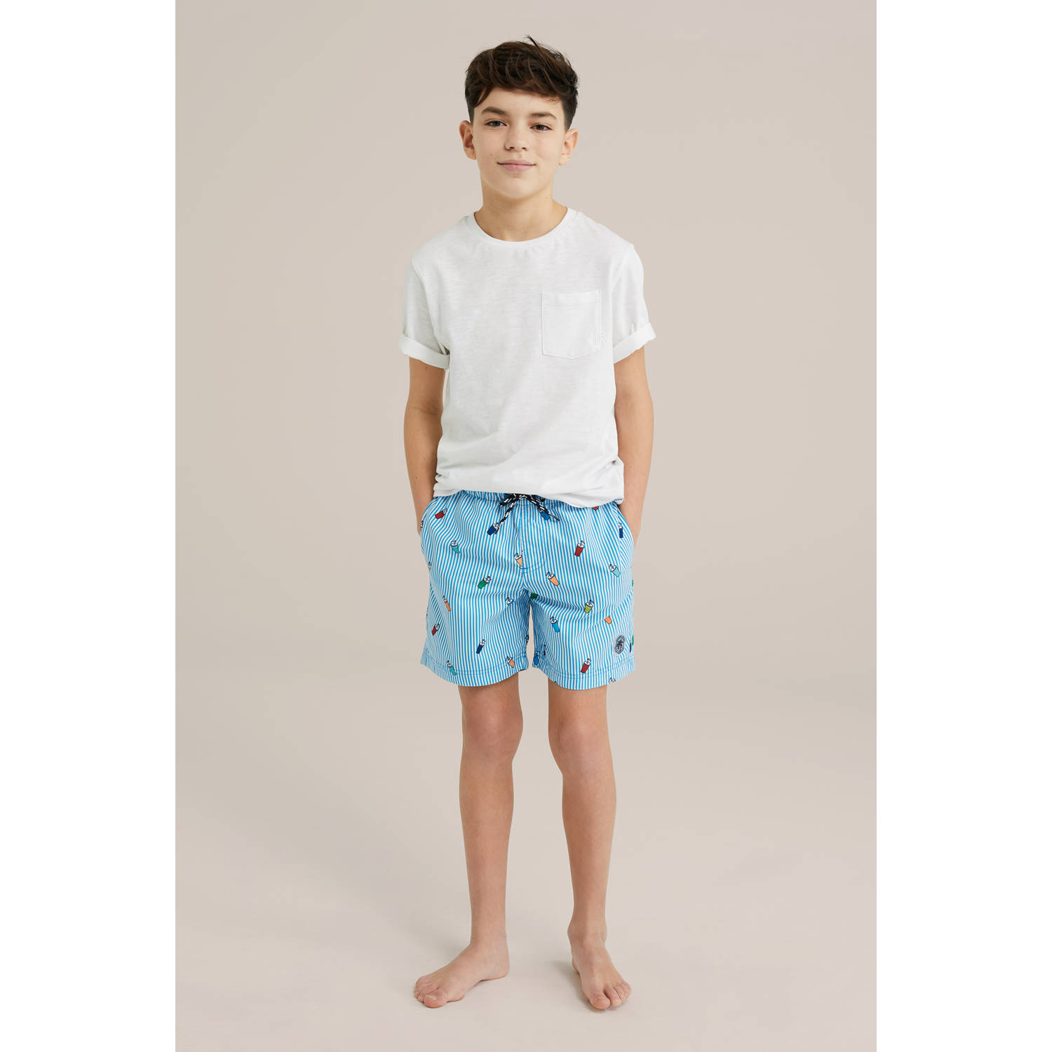 WE Fashion zwemshort blauw wit