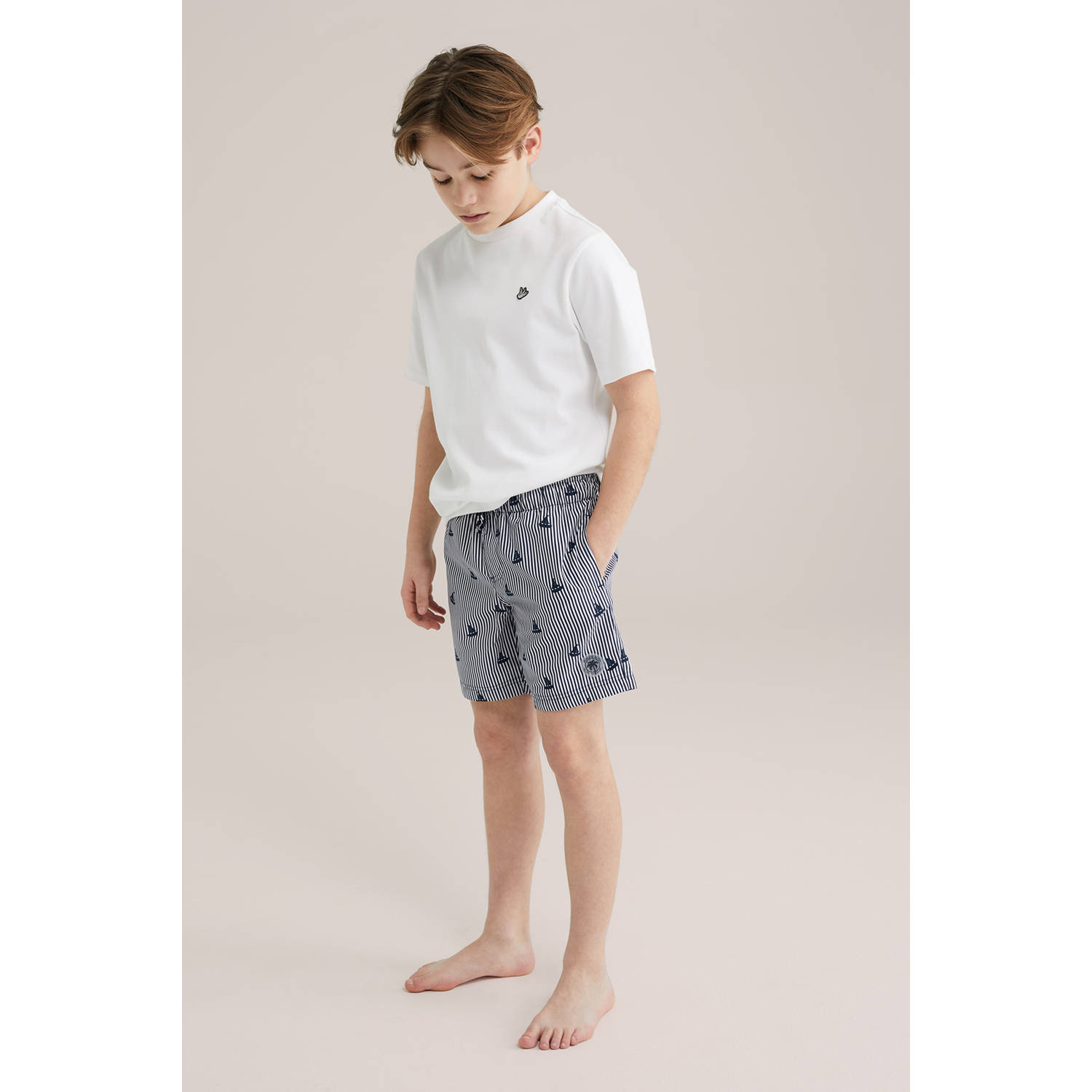 WE Fashion zwemshort marine blauw wit