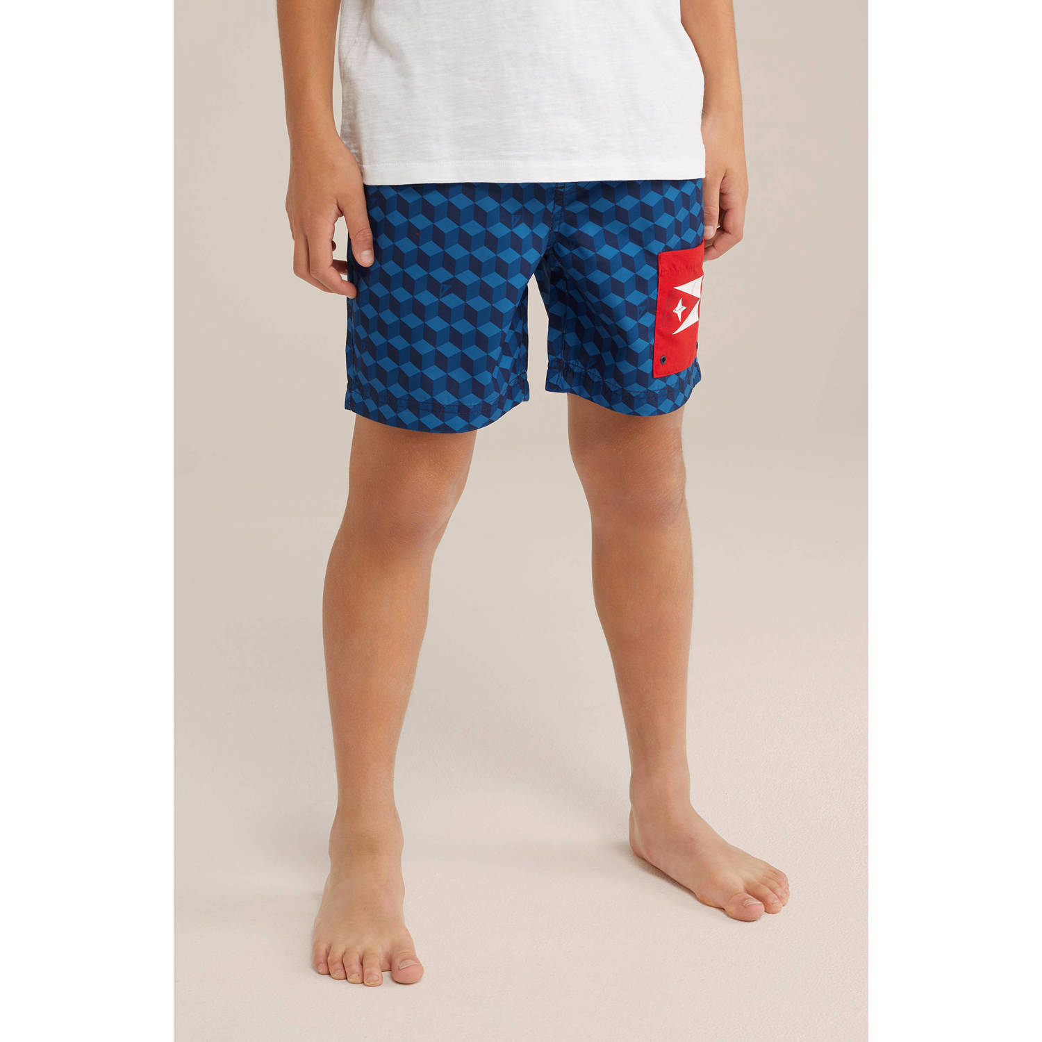 WE Fashion Bad Boys zwemshort blauw rood