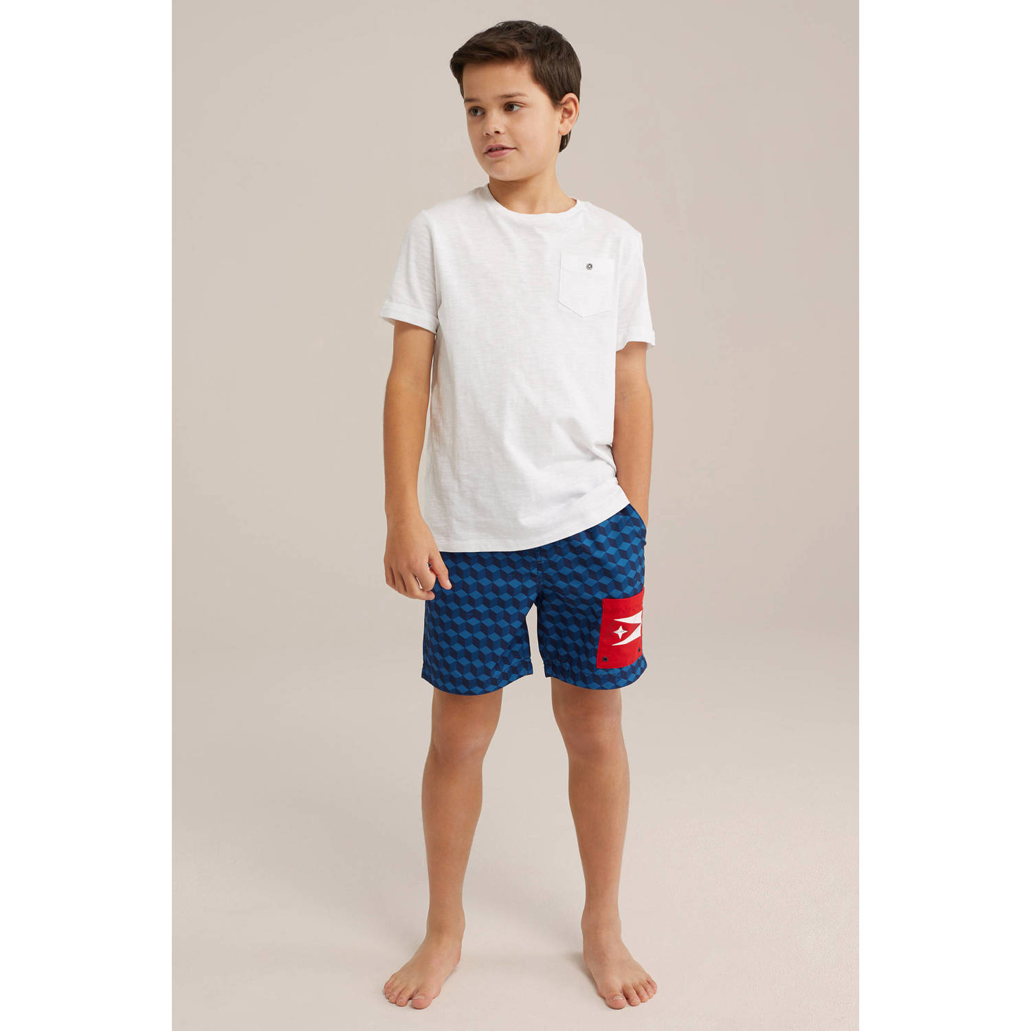 WE Fashion Bad Boys zwemshort blauw rood