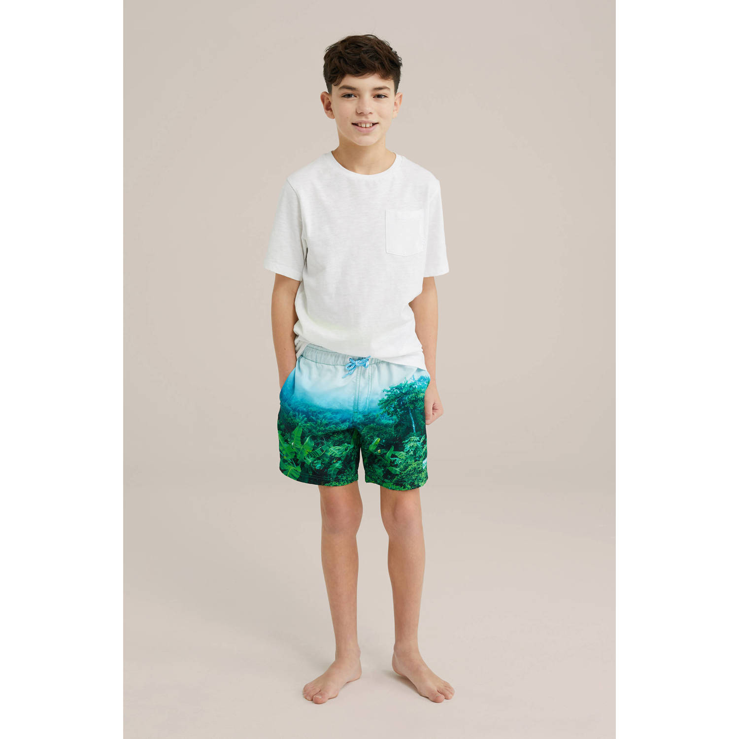 WE Fashion zwemshort groen blauw wit