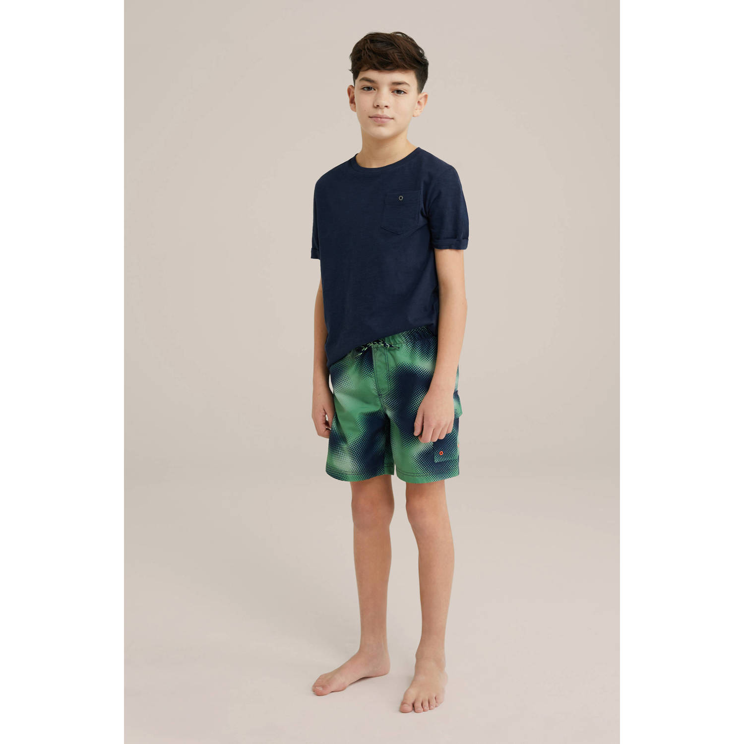 WE Fashion zwemshort groen donkerblauw