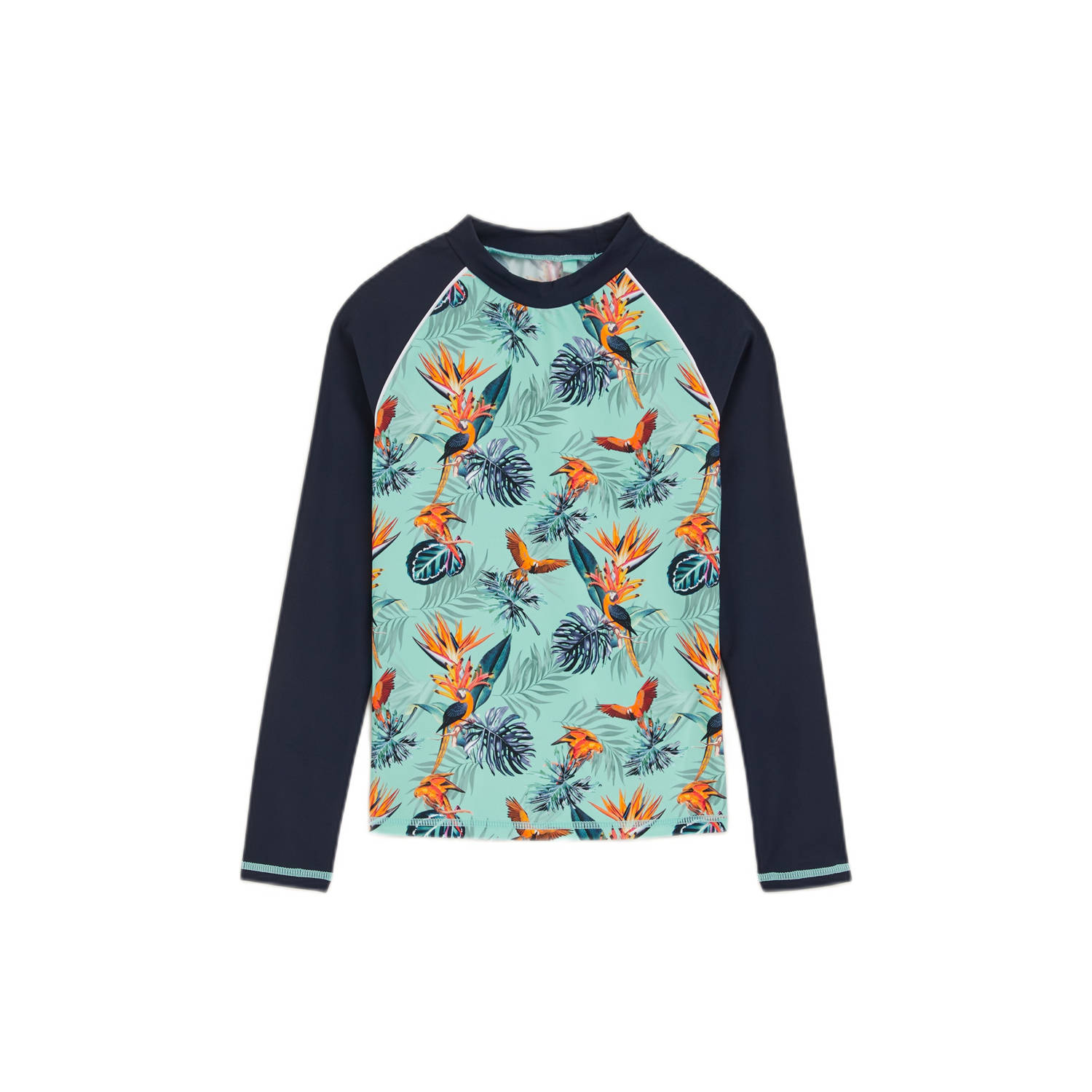 WE Fashion UV T-shirt donkerblauw lichtblauw oranje