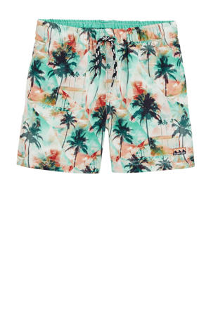 zwemshort lichtblauw/ecru/oranje