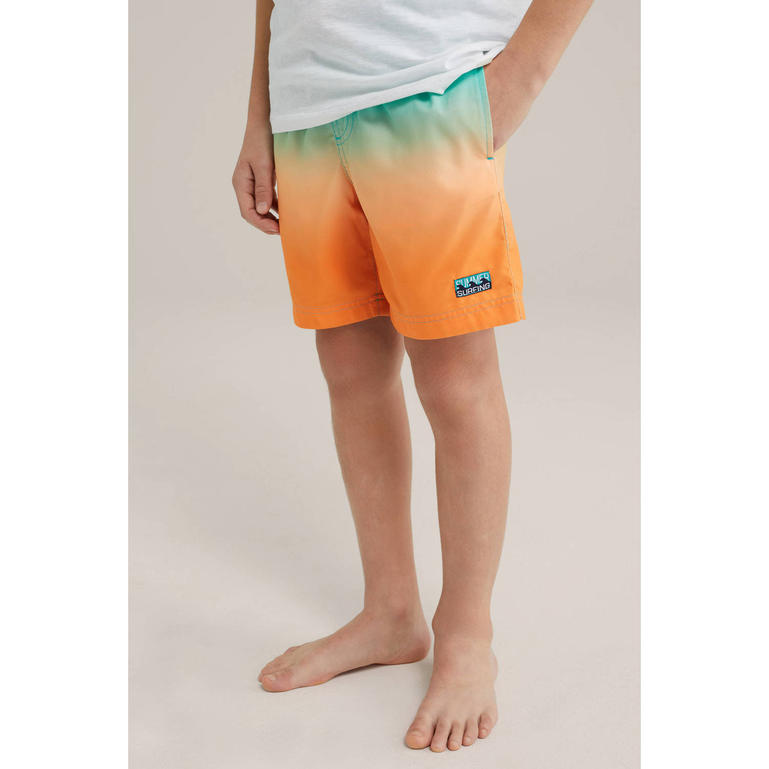 WE Fashion zwemshort oranje petrol groen