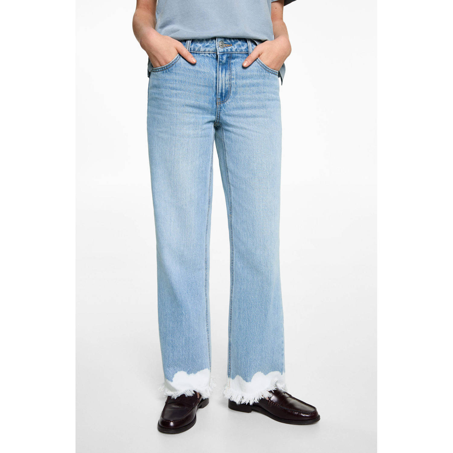 MANGO TEEN straight regular waist light blue denim