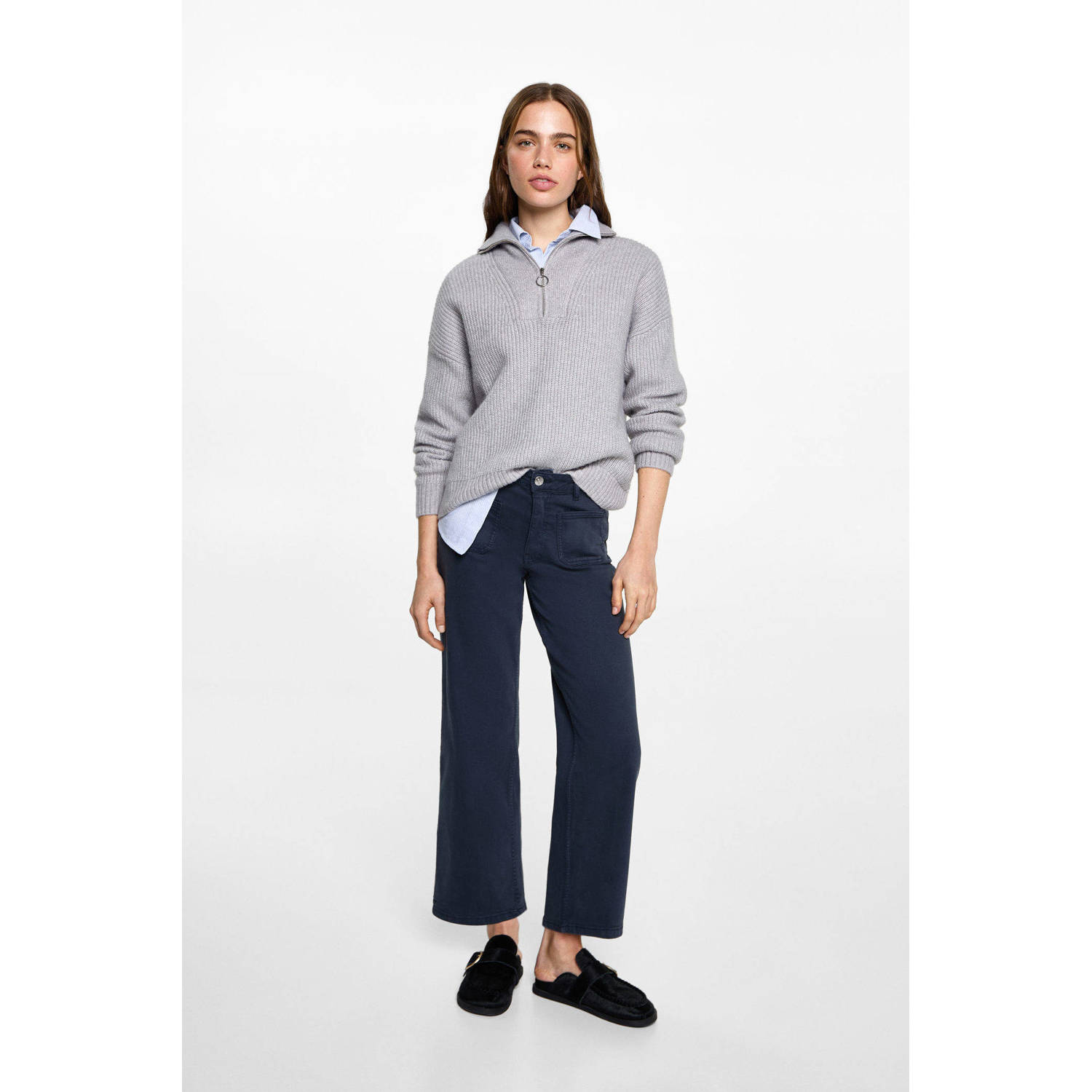 MANGO TEEN casual broek donkerblauw