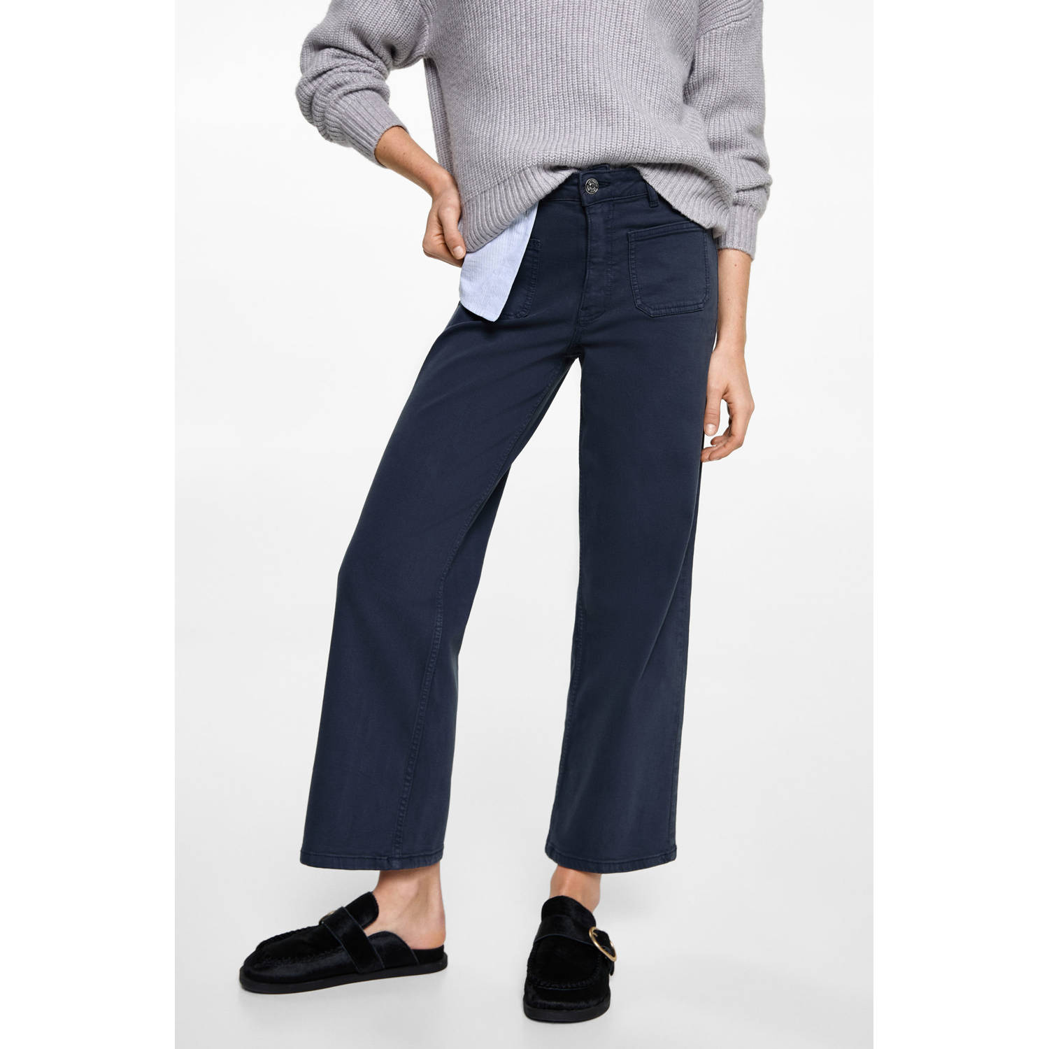 MANGO TEEN casual broek donkerblauw