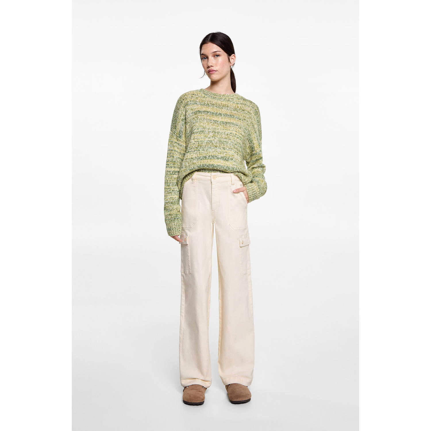 MANGO TEEN wide leg cargo broek beige
