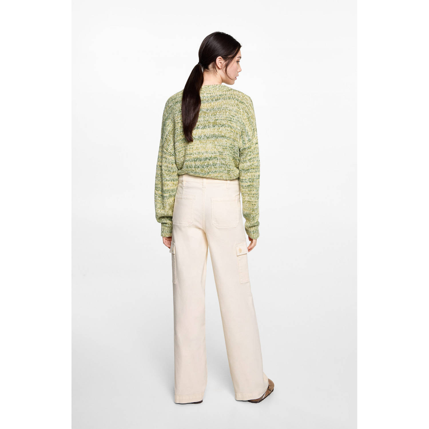 MANGO TEEN wide leg cargo broek beige