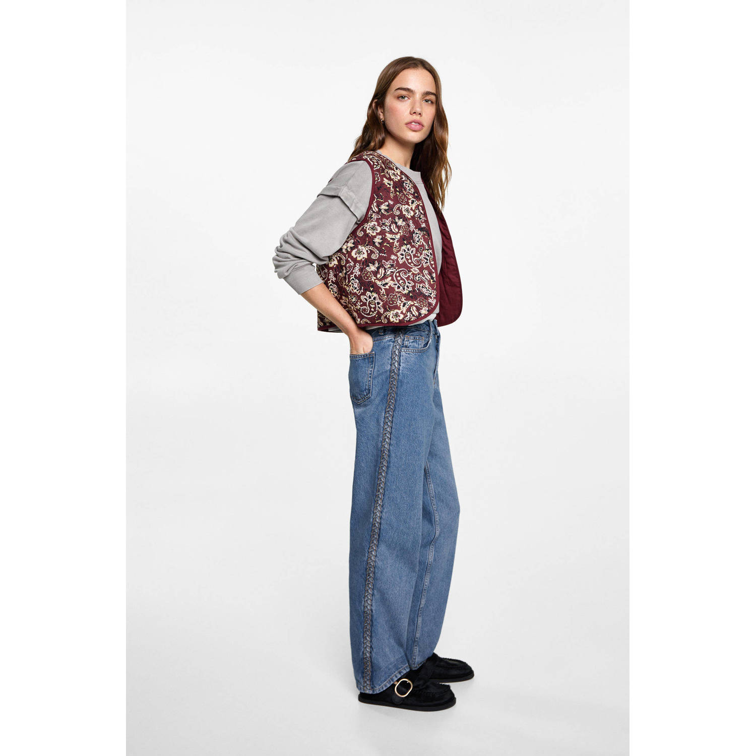 MANGO TEEN straight regular waist medium blue denim