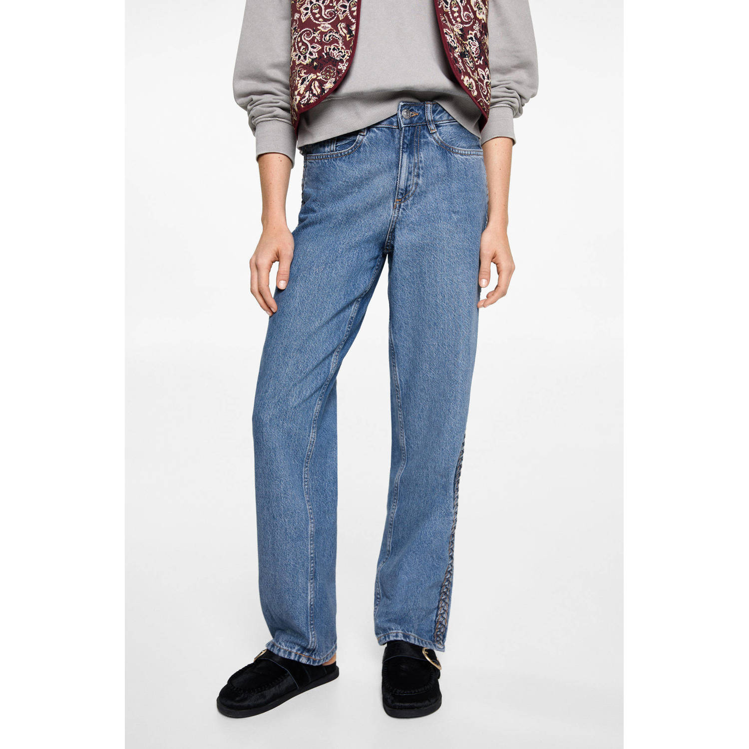 MANGO TEEN straight regular waist medium blue denim