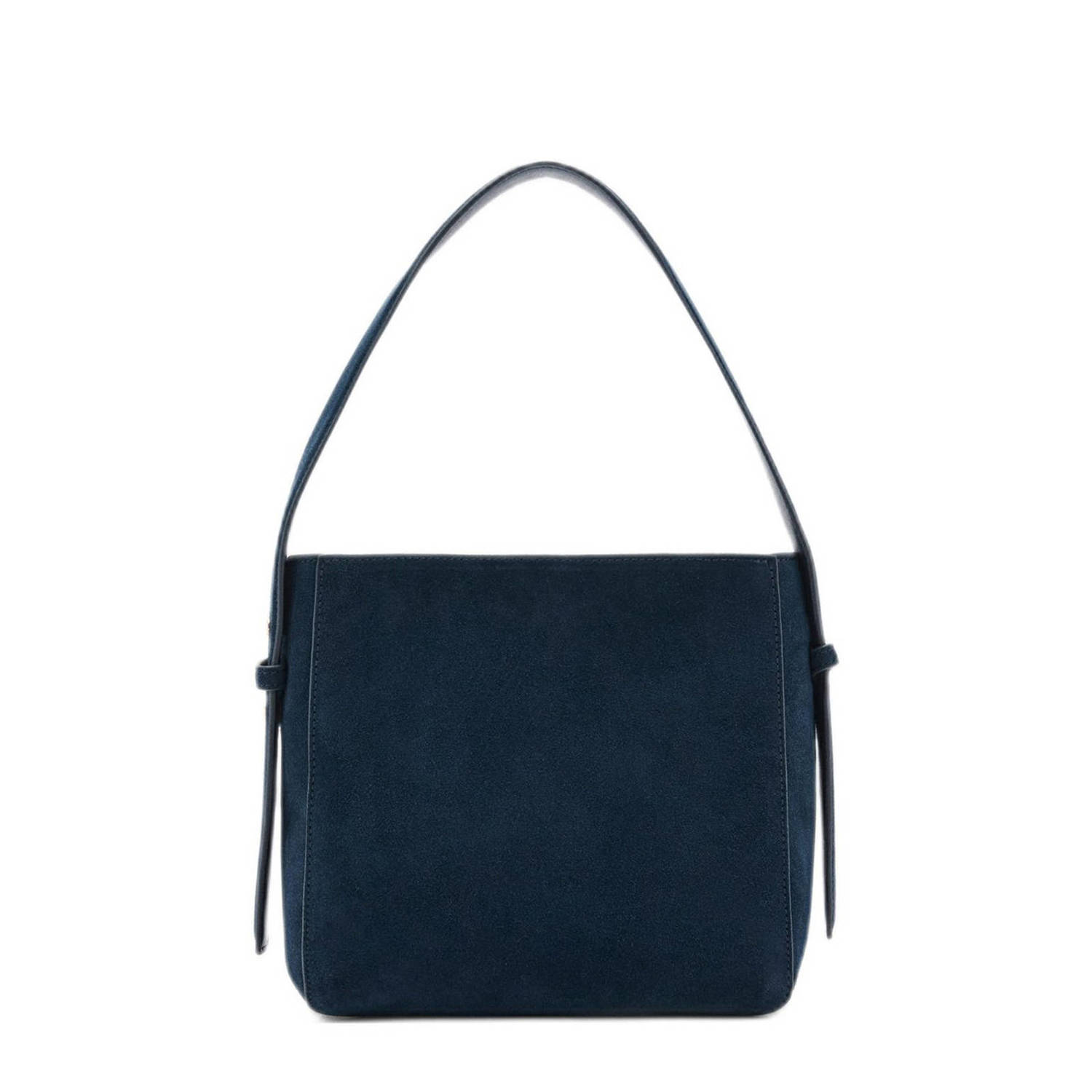 Mango suede schoudertas blauw