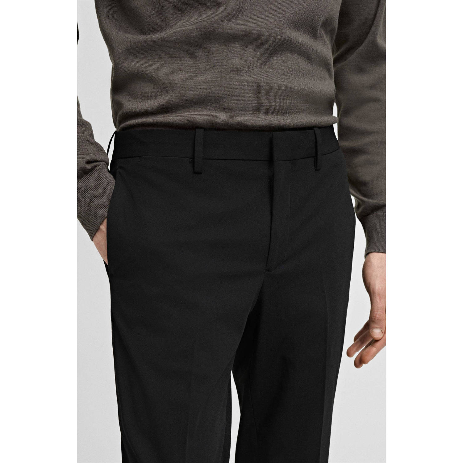 Mango Man slim pantalon zwart