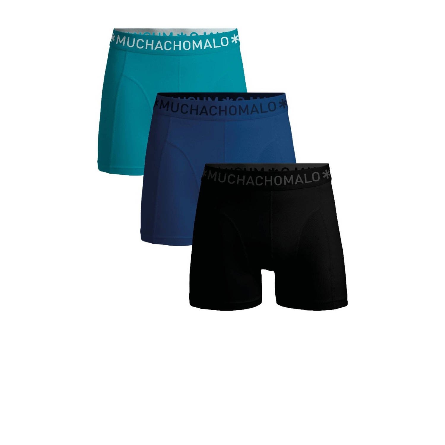 Muchachomalo boxershort set van 3 donkerblauw zwart