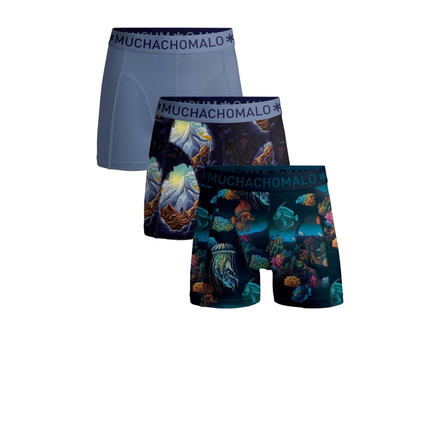 Muchachomalo boxershort- set van 3 donkerblauw multicolor