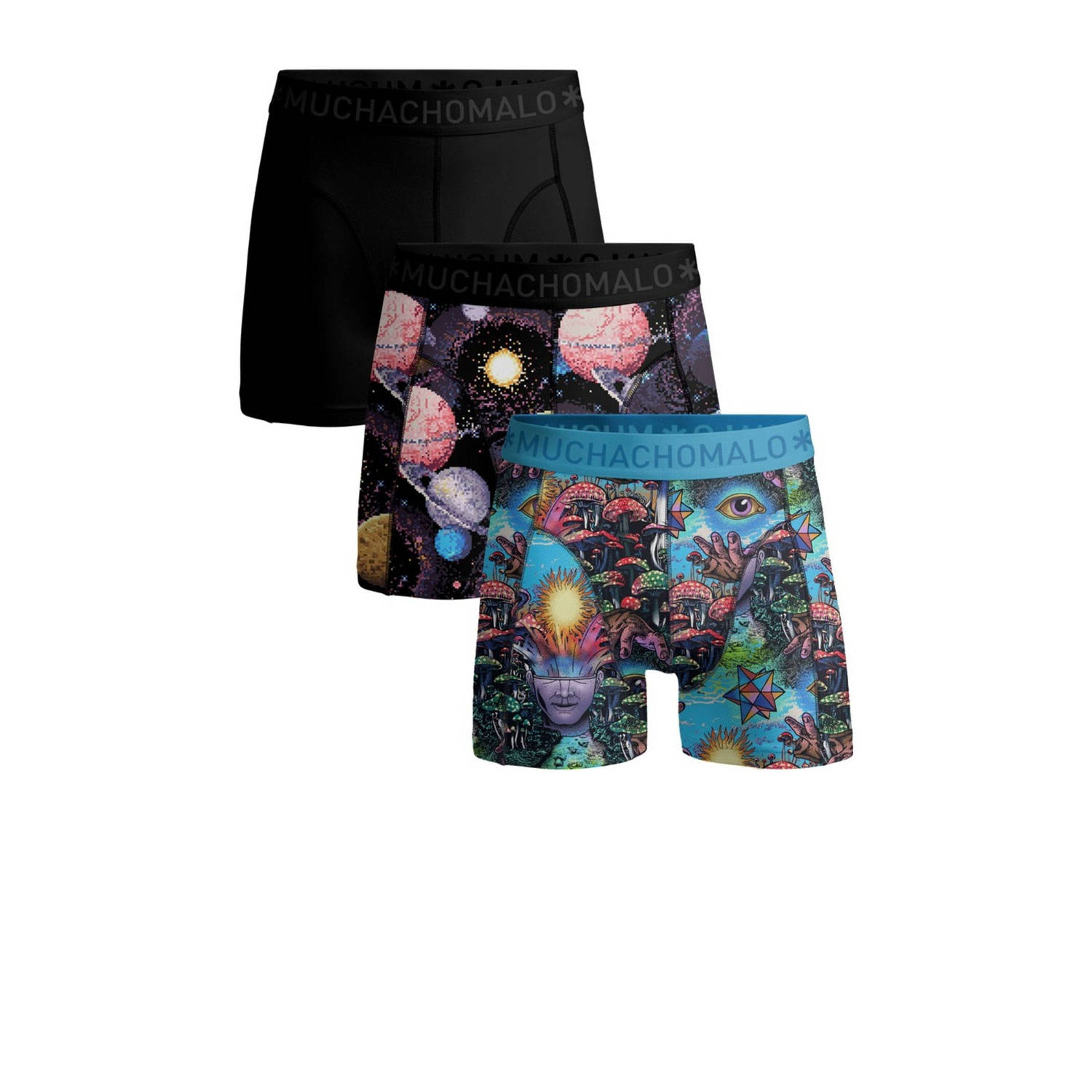 Muchachomalo boxershort- set van 3 zwart blauw multicolor
