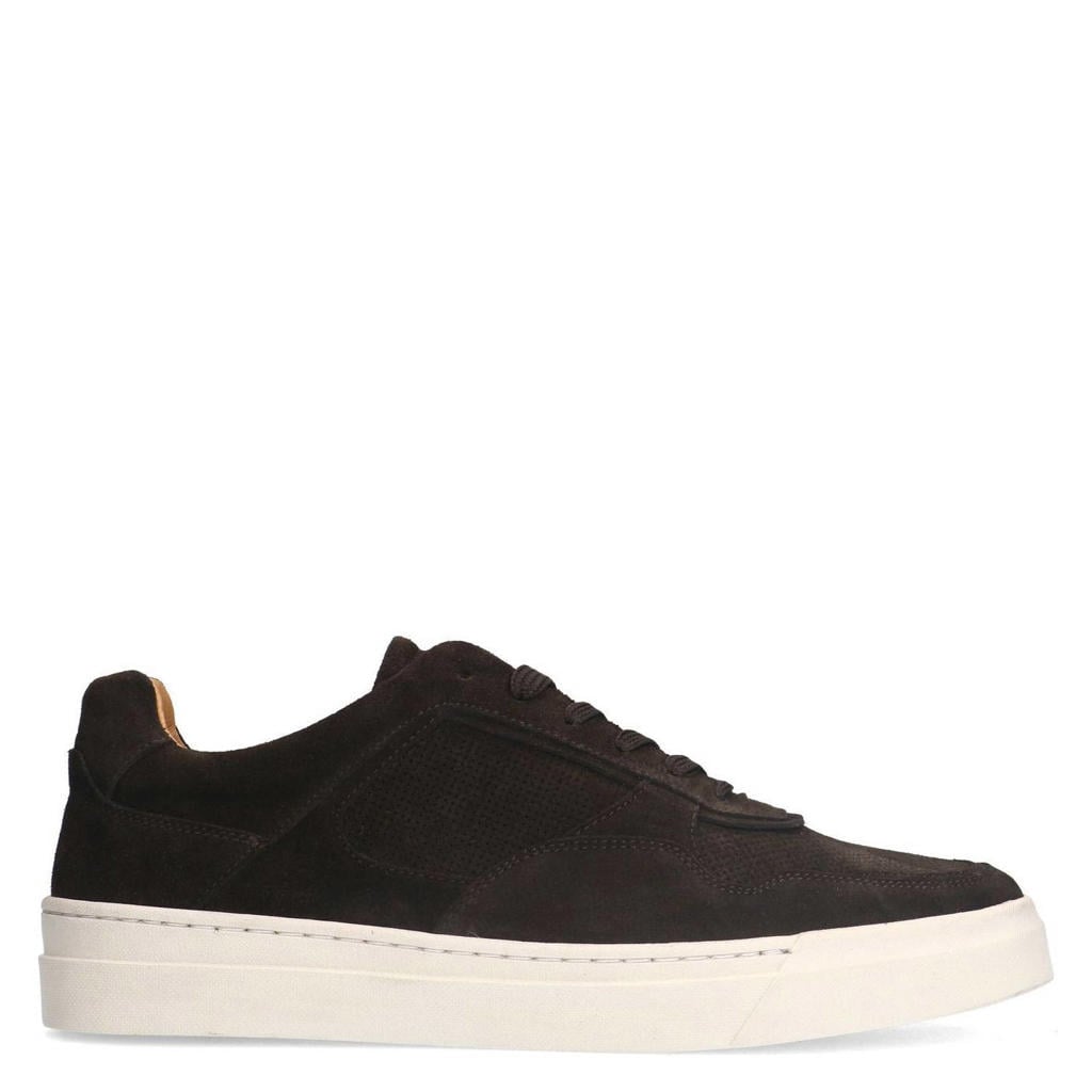 Donkerblauwe heren Manfield suède sneaker met veters