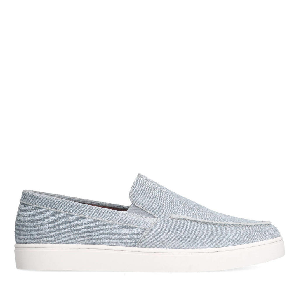 Denim en blauwe heren Manfield loafers van suede met effen