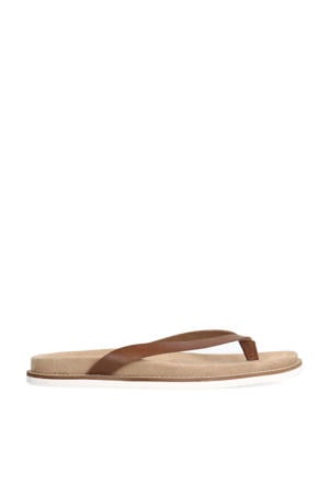 leren teenslippers cognac