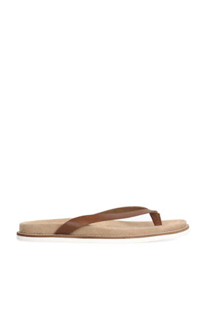 leren teenslippers cognac