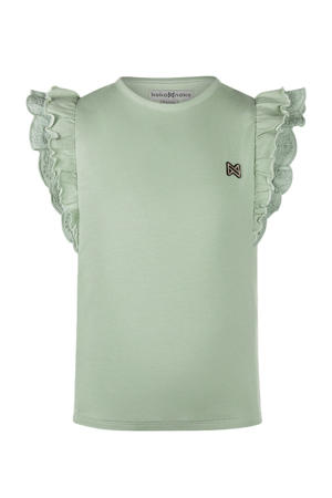 mouwloze top lichtgroen broderie