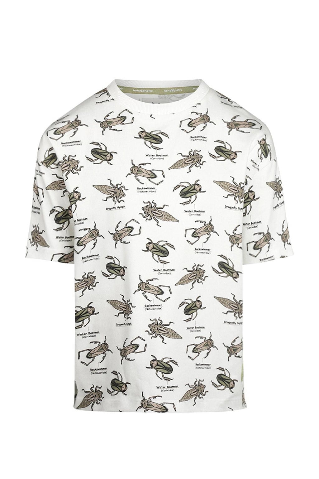 Wit en grijze jongens Koko Noko T-shirt van stretchkatoen met korte mouwen en ronde hals