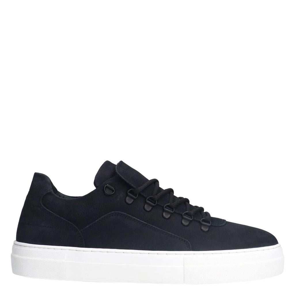 Zwarte heren Manfield suède sneakers van nubuck met veters