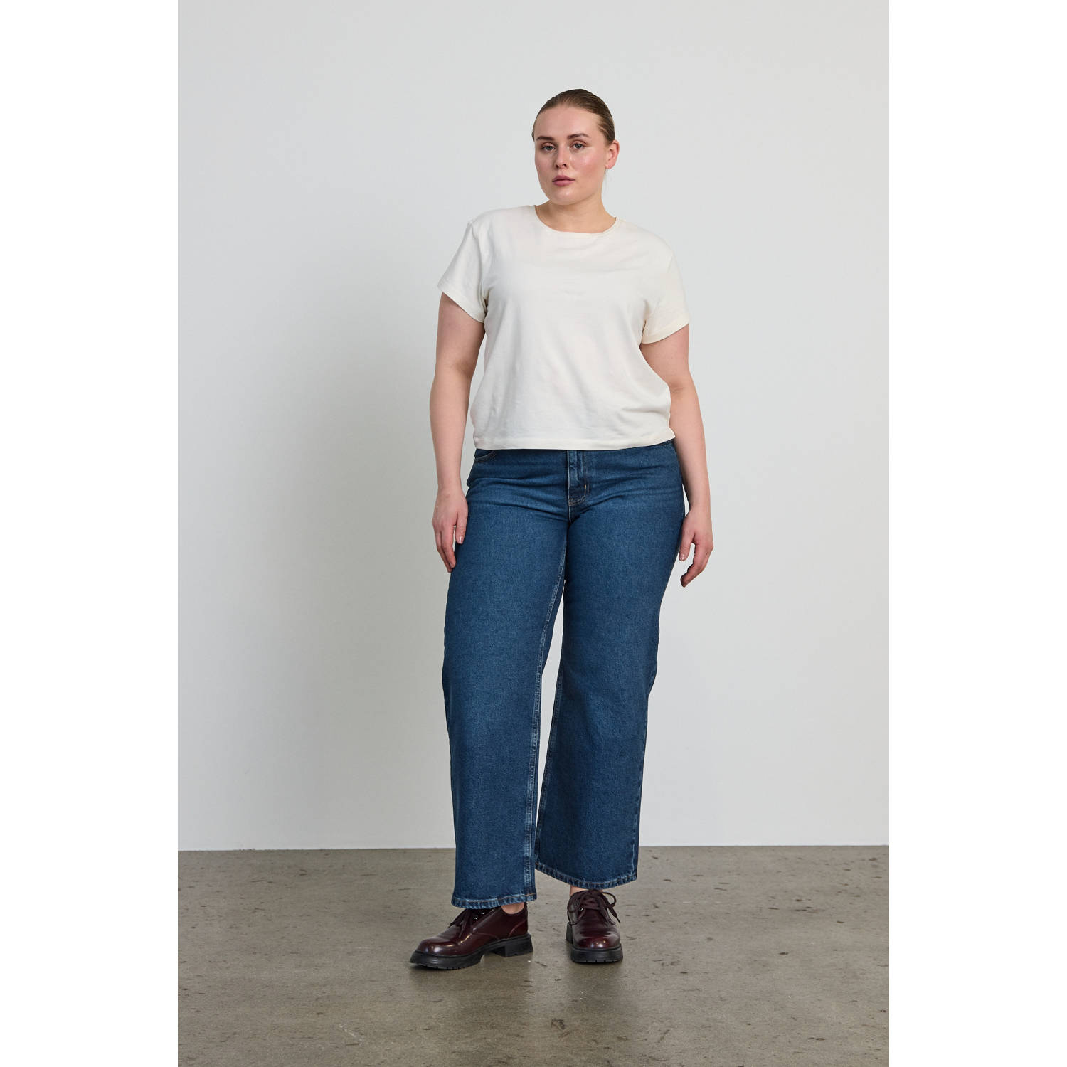 NOISY MAY Curve high waist mom jeans dark blue denim