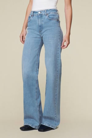 regular waist wide leg jeans light blue denim