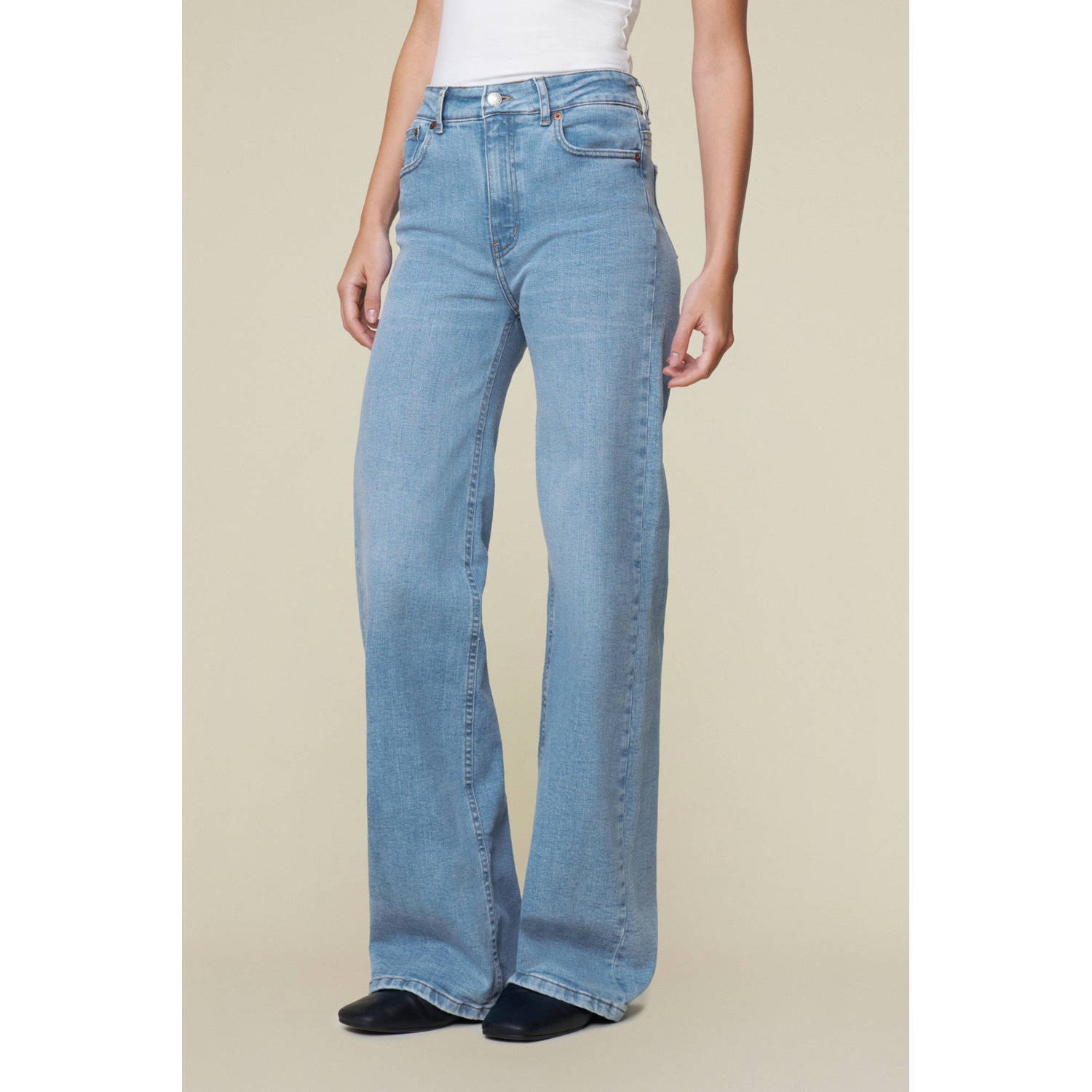 Lois Hoge Taille Palazzo Cloudy Bleach Jeans Blue Dames