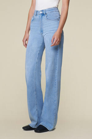 high waist wide leg jeans light blue denim