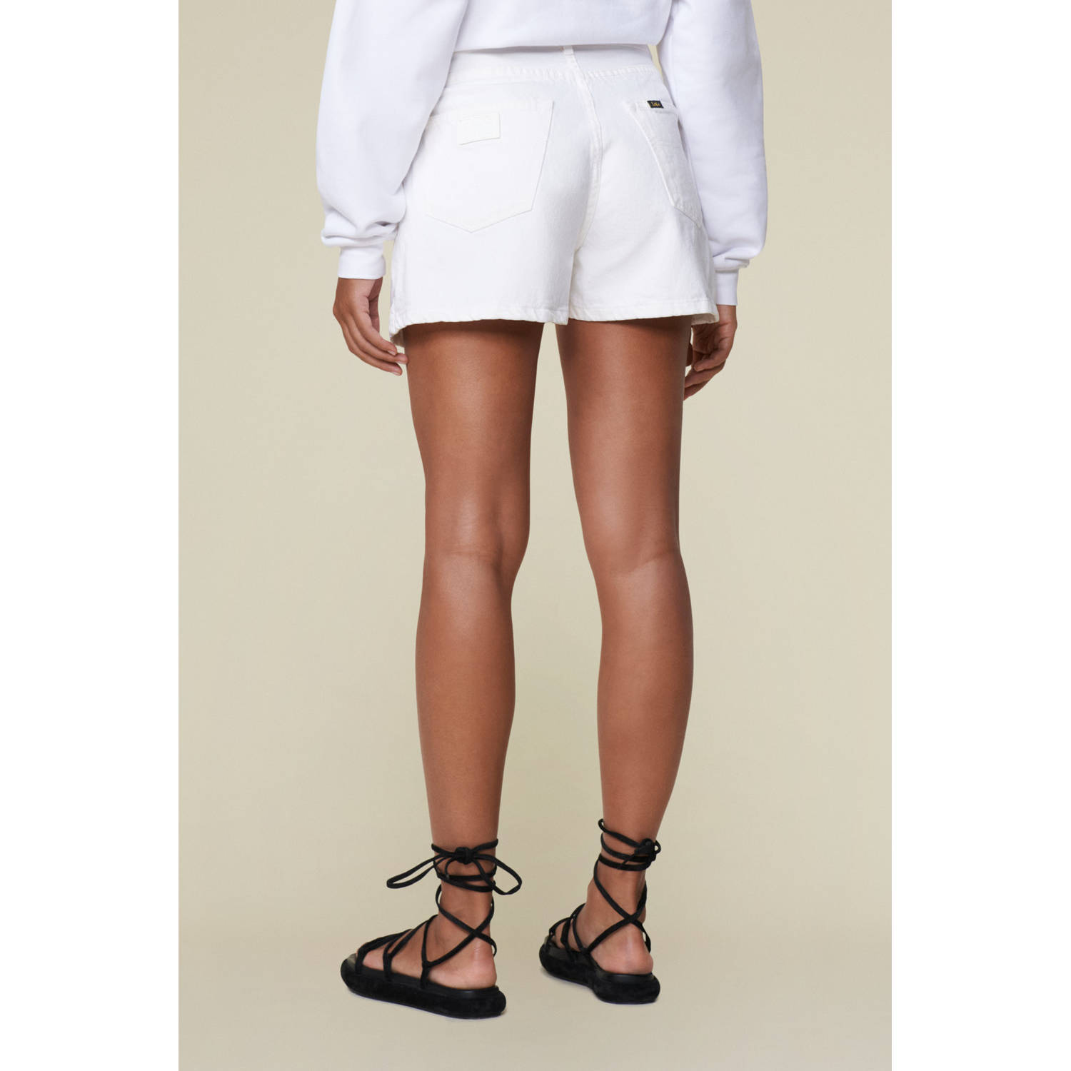 Lois rechtvallend high waist denim short wit