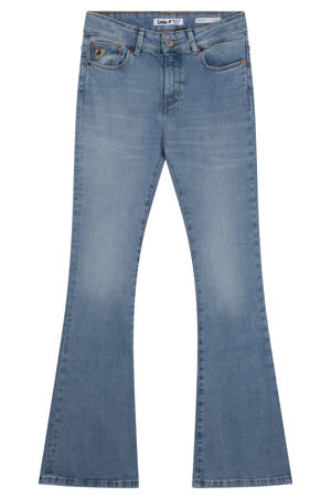 flared jeans medium blue denim