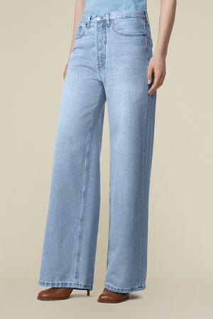 high waist wide leg jeans light blue denim