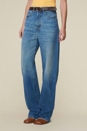high waist medium blue denim