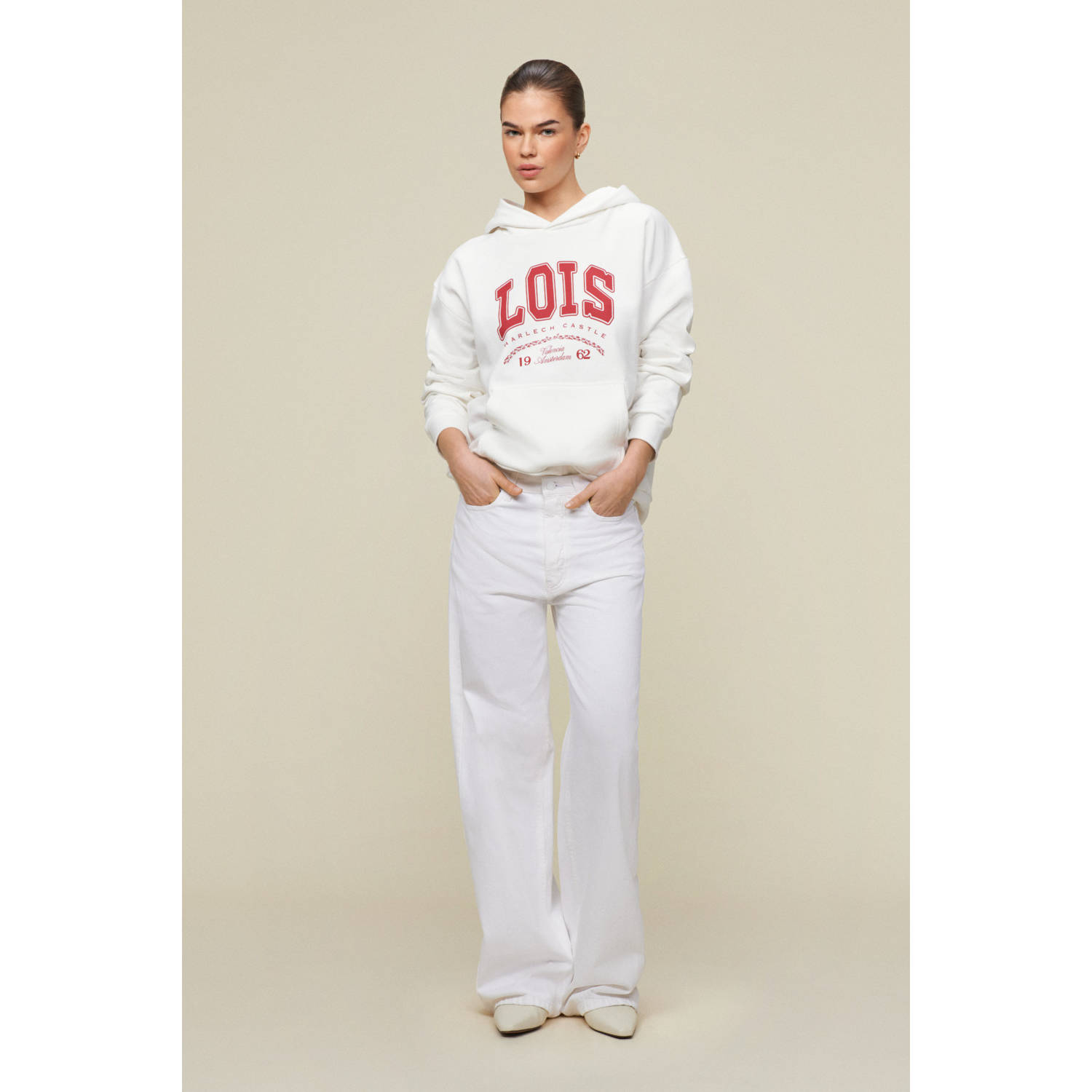 Lois high waist wide leg jeans wit