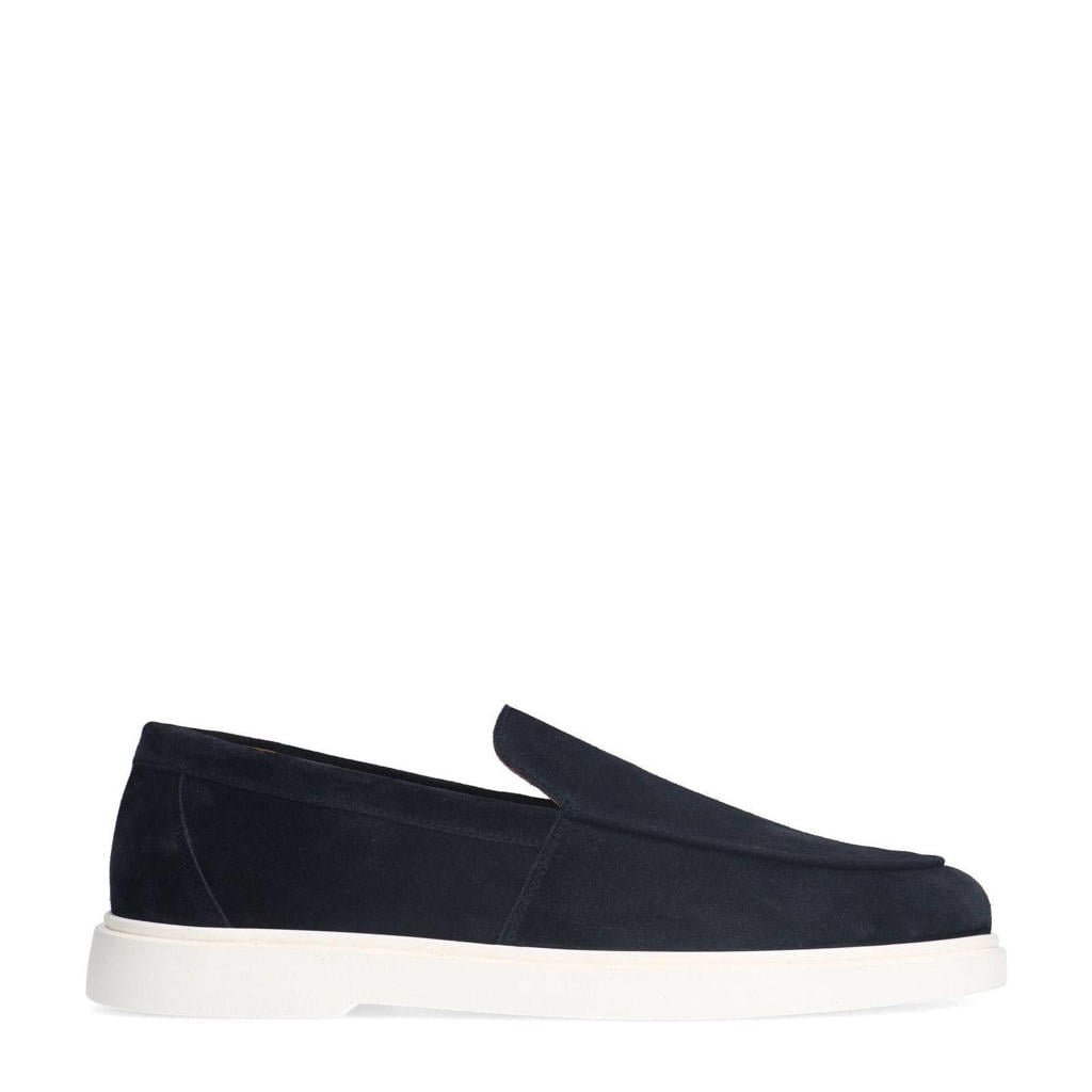 Donkerblauwe heren Manfield suède loafers
